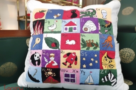 Cushion cover -  hand embroidered with ABC English letters